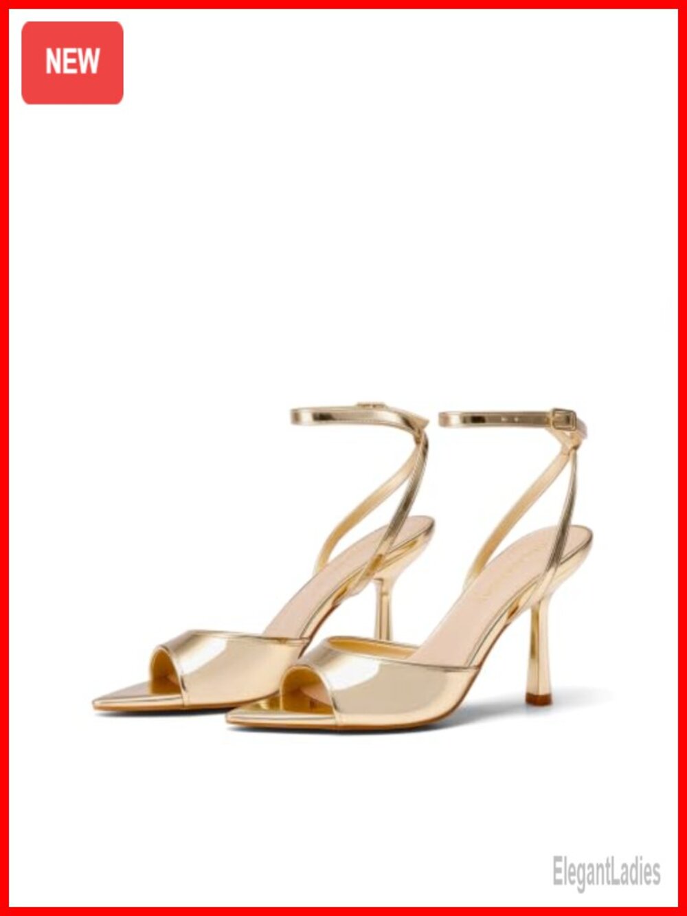 Women's Faux Leather Stiletto Heeled Sandals Pointed Toe Formal Dress Shoes